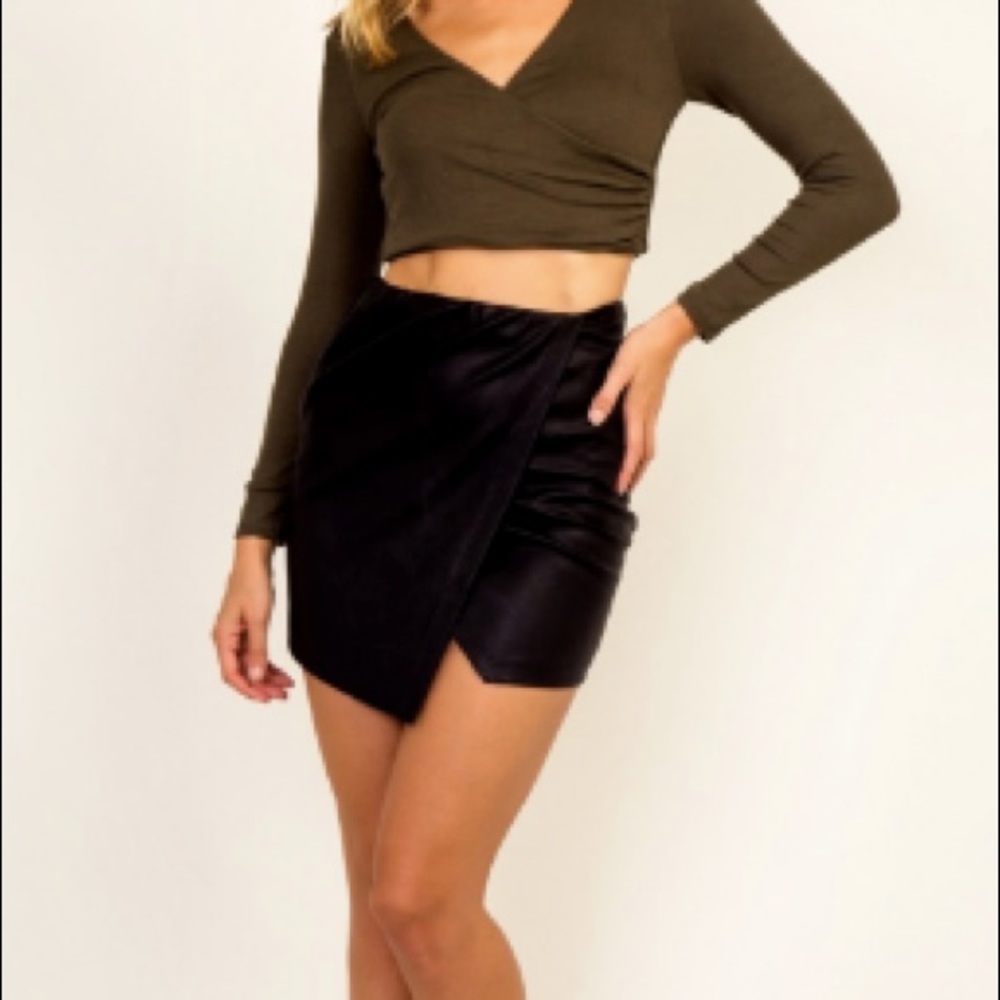 Black asymmetrical miniskirt